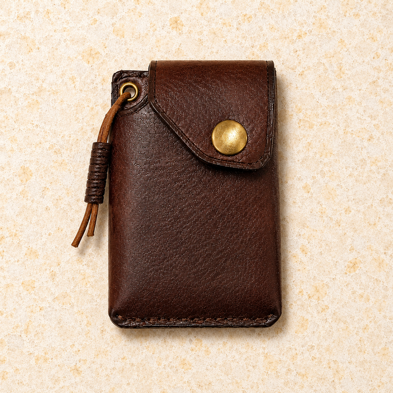 Portefeuille Compact en Cuir Véritable