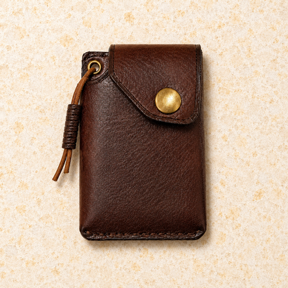 Portefeuille Compact en Cuir Véritable