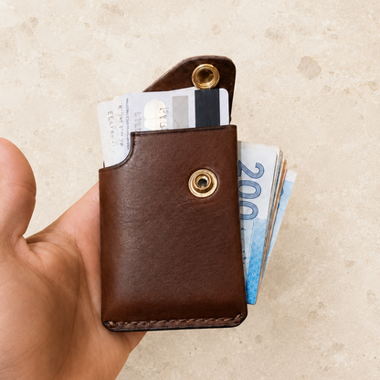 Portefeuille Compact en Cuir Véritable