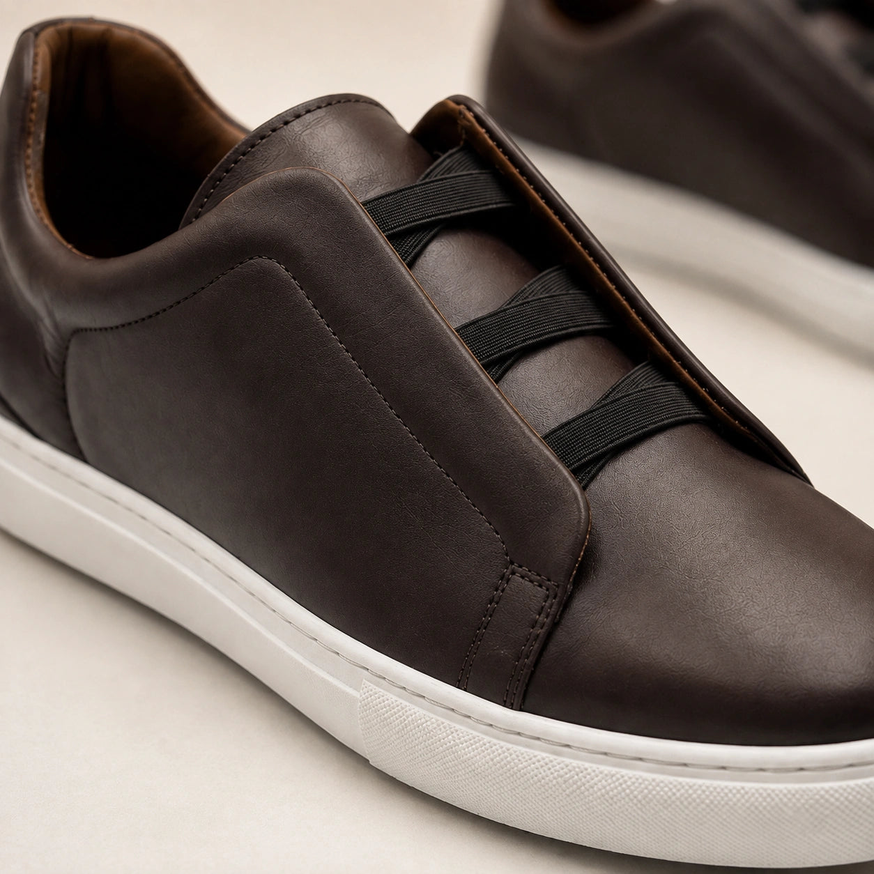 Sneakers Homme en Cuir Véritable Sans Lacets