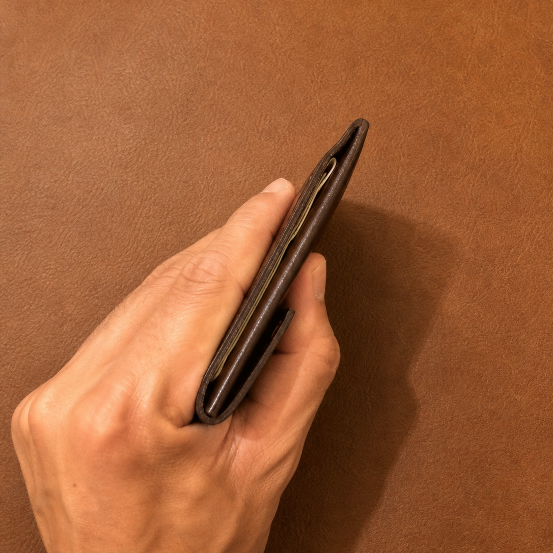 Portefeuille Compact en Cuir Véritable