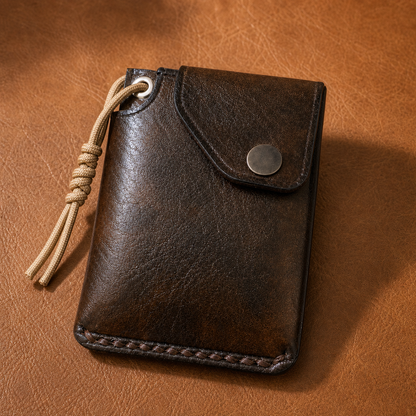 Portefeuille Compact en Cuir Véritable