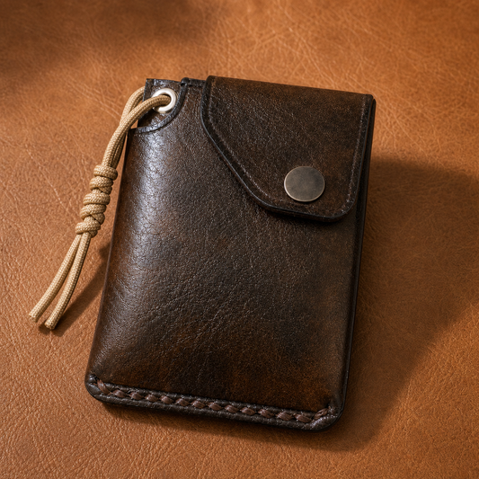 Portefeuille Compact en Cuir Véritable